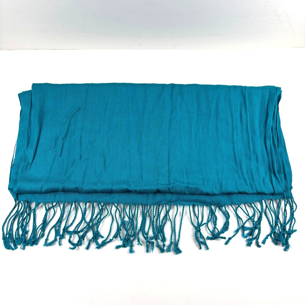 29 Palms Pashmina Scarf Womens OS Teal Fringe Viscose Wrap Shawl